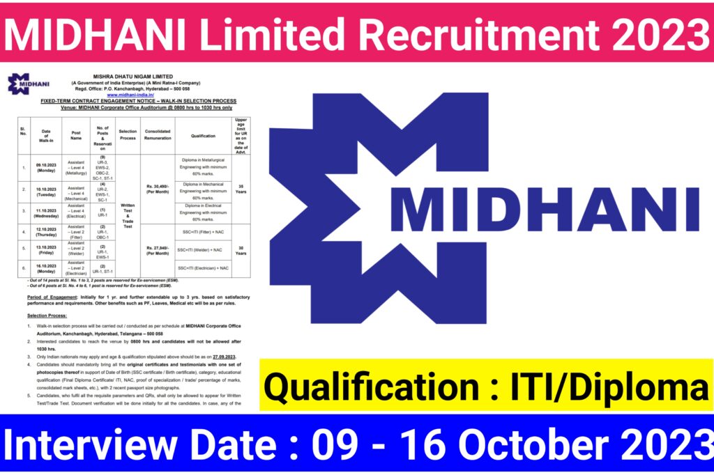MIDHANI Recruitment